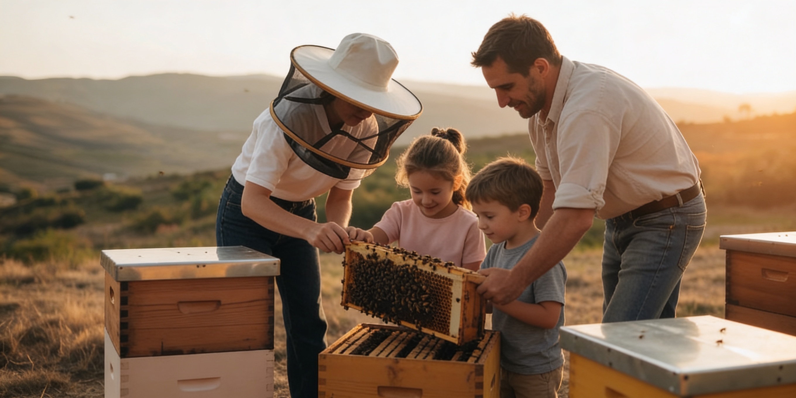 BEMEL family working with beehives